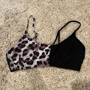 Leopard Print and Black Bikini Top